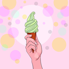 ice cream cone in hand