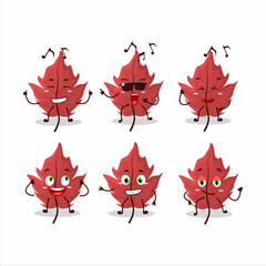 An image of red autumn leaf dancer cartoon character enjoying the music