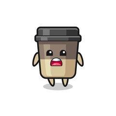 coffee cup illustration with apologizing expression, saying I am sorry