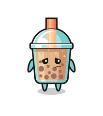 the lazy gesture of bubble tea cartoon character