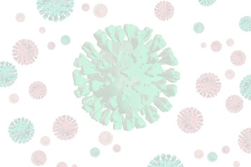 Coronavirus bacteria on white background 3D illustration