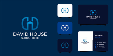 Minimalist elegant home line logo with business card