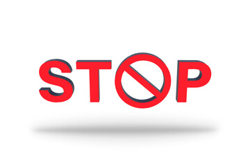 Stop sign isolated on white background 3D illustration