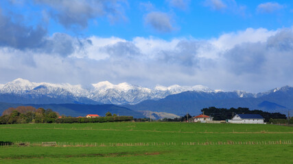 The Tararua Mountains in the lower North Island, New Zealand, with winter snow