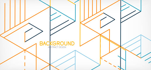 Fototapeta premium Abstract background. Color lines on white background. Linear abstract composition. Techno or business concept for wallpaper, banner, background, landing page