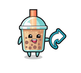 cute bubble tea hold social media share symbol