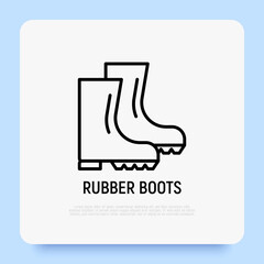 Rubber boots thin line icon, waterproof footwear. Modern vector illustration