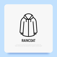 Raincoat thin line icon, waterproof clothing. Modern vector illustration