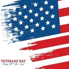 Veterans day background with abstract usa flag design editable vector