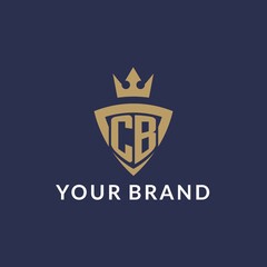CB logo with shield and crown, monogram initial logo style