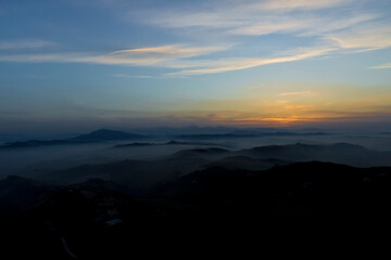 Sunset in the province of Ascoli Piceno in Italy