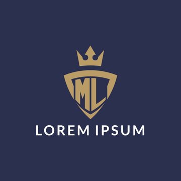 ML logo with shield and crown, monogram initial logo style