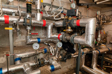 Russia. Saint-Petersburg. Elements of the heat supply system of a residential building. Individual heating point.