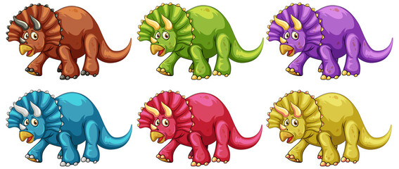 Set of triceratops dinosaur cartoon character © GraphicsRF