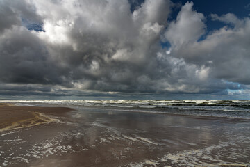 Stormy day by Baltic sea next to Liepaja, Latvia.