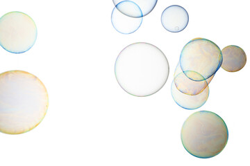 colored soap bubbles on white background