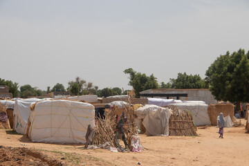 Refugee camp (IDP - Internal displaced persons) taking refuge from armed conflict between...
