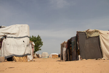 Refugee camp (IDP - Internal displaced persons) taking refuge from armed conflict between...