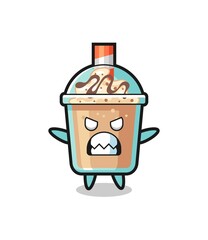 wrathful expression of the milkshake mascot character