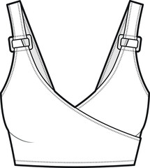 women overlap bra buckle bralet flat sketch vector illustration
