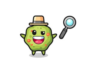 illustration of the puke mascot as a detective who manages to solve a case