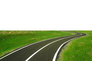 Road leading forward isolated on white background. 