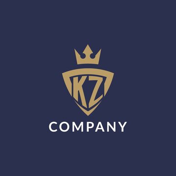 KZ logo with shield and crown, monogram initial logo style