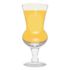 Thistle glass with light beer for banners, flyers, posters, cards. Lager with foam. International Beer Day. Beer day. Alcoholic drinks. October fest. Vector illustration isolated on white background.