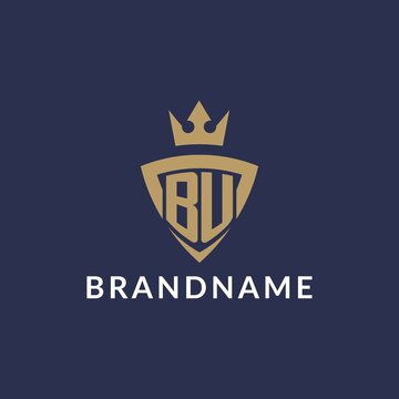 BU logo with shield and crown, monogram initial logo style