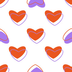 Simple color hearts pattern on a white background. Vector illustration. Print.
