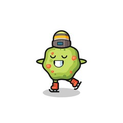puke cartoon as an ice skating player doing perform