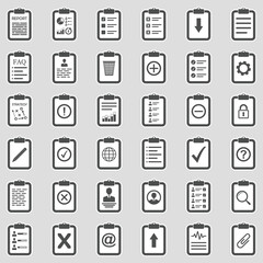 Clipboard Icons. Sticker Design. Vector Illustration.