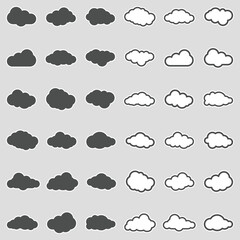 Clouds Icons. Sticker Design. Vector Illustration.