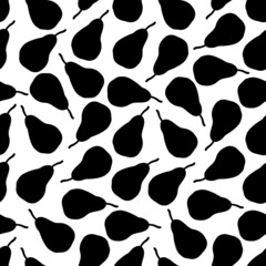 White seamless pattern with black pears