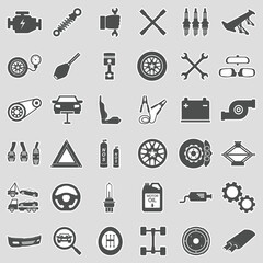 Car Parts Icons. Sticker Design. Vector Illustration.