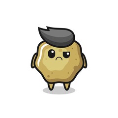 the mascot of the loose stools with sceptical face