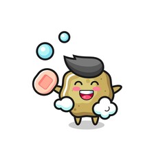 loose stools character is bathing while holding soap