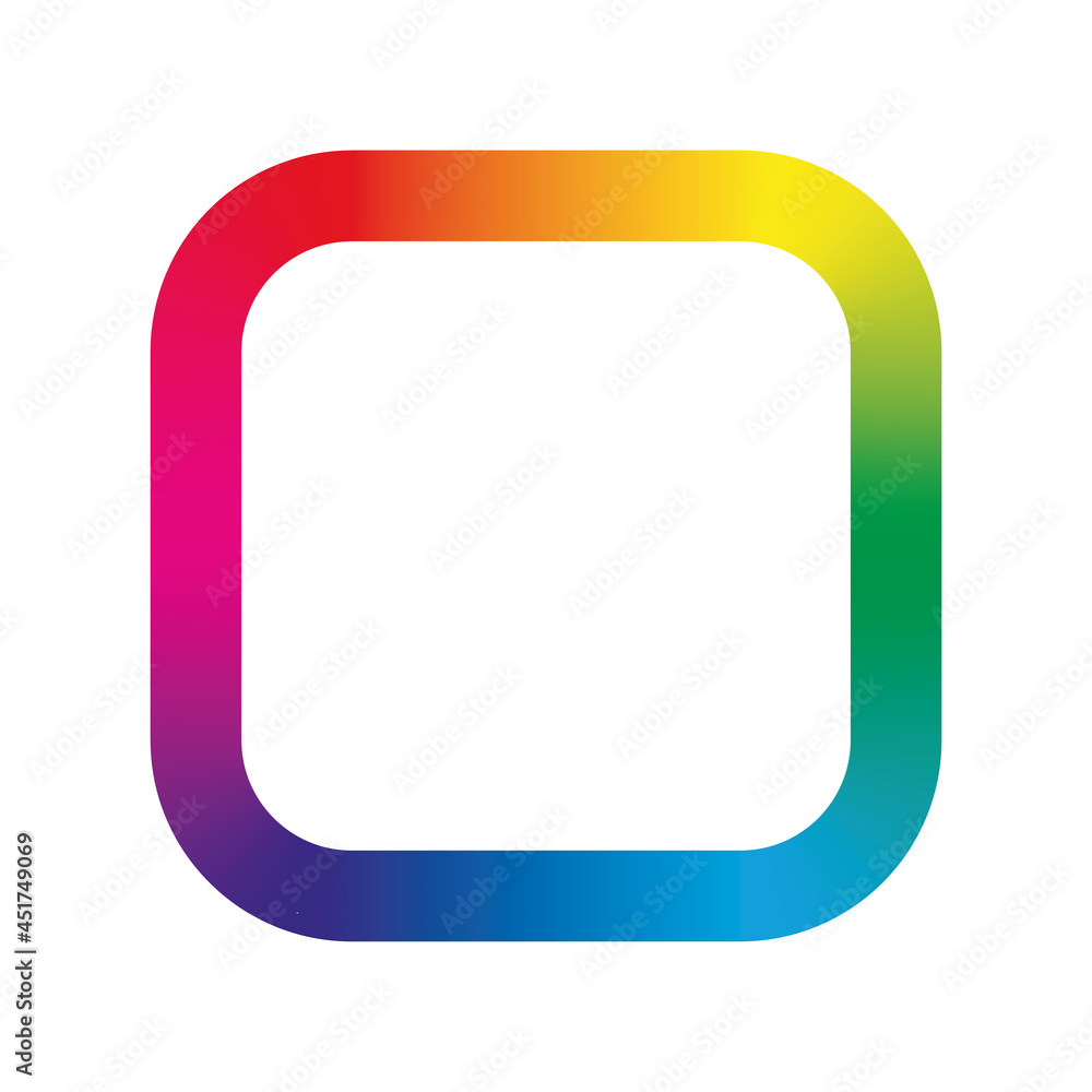 Poster colorful rainbow gradient square frame with rounded corners. vector illustration with rainbow light 