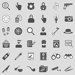 Detective Icons. Sticker Design. Vector Illustration.