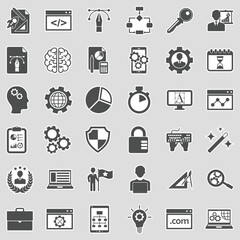 Development Icons. Sticker Design. Vector Illustration.