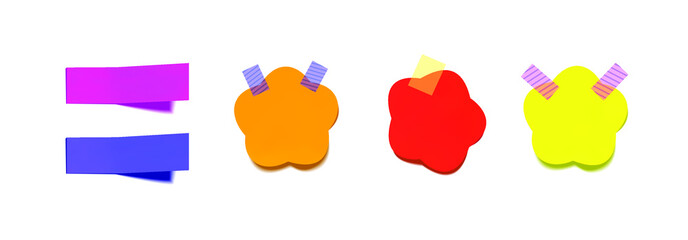 Vector Set of Colorful Adhesive Paper, Colored Paper, Bright Colors Illustration, Rectangular and Circle Sticky Notes.