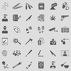 Crime Icons. Sticker Design. Vector Illustration.