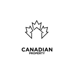 Canadian property real estate line logo icon design vector
