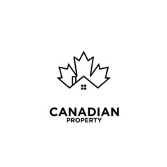 Canadian property real estate line logo icon design vector