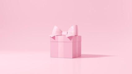 Pink gift box on a pink background. 3d render.