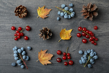 Happy Thanksgiving Day composition on dark wooden background