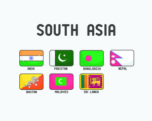 South Asia flags set