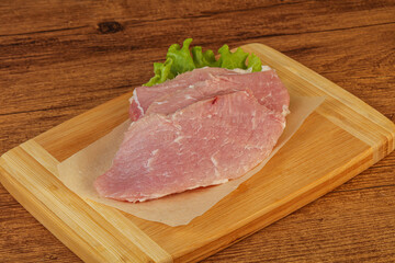 Raw pork steak for cooking