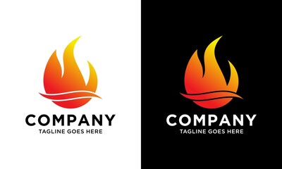 Flame, Fire Abstract Logo Design Modern. Bio gas logo design vector template.on a black and white background.