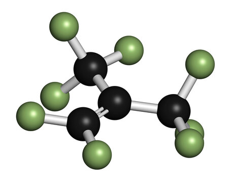 Perfluoroisobutene fluorocarbon molecule, illustration